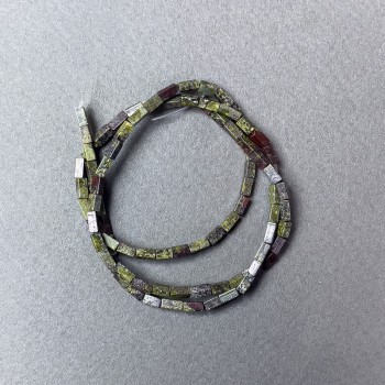 Dragon Blood Jasper Beads - natural rectangular gemstone, 2×4.5 mm, length 38 cm on thread