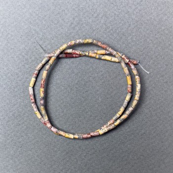 Leopard Jasper Beads, natural stone, faceted cut, diameter 2×4.5 mm, length approx. 38 cm on thread