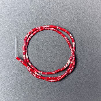 Red Variscite Beads (Pressed) - Faceted, 2×4 mm diameter, length about 38 cm on thread