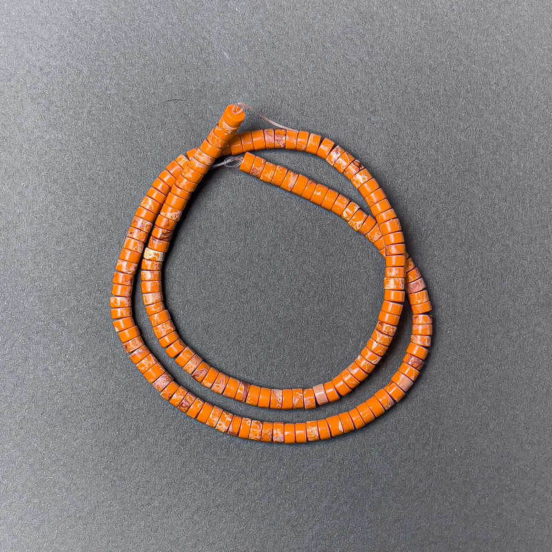 Orange Variscite Beads - Rondelle, Diameter 4.5×2.5mm, Length 38cm on Beading Thread