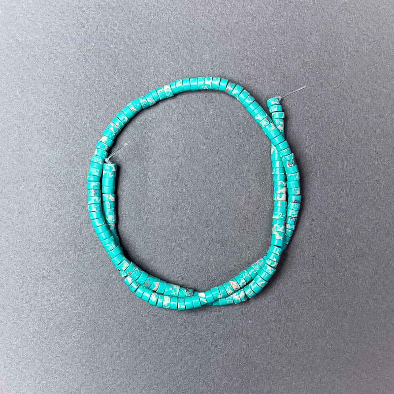 Turquoise Variscite Beads (Pressed) Rondelle, Diameter 4.5×2.5 mm, Length 39 cm on Thread