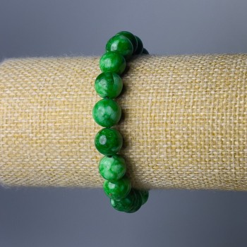 Chrysoprase Bracelet (Acrylic Imitation) Smooth Beads, 10 mm Diameter, 18 cm Length (Stretch)