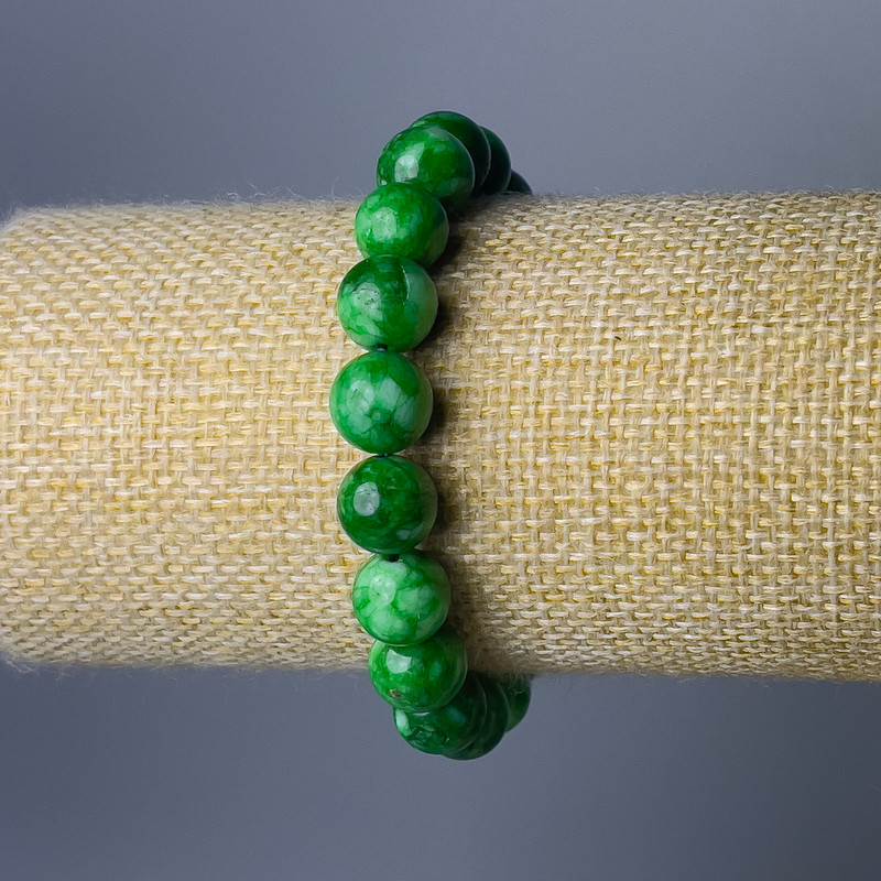 Chrysoprase Bracelet (Acrylic Imitation) Smooth Beads, 10 mm Diameter, 18 cm Length (Stretch)