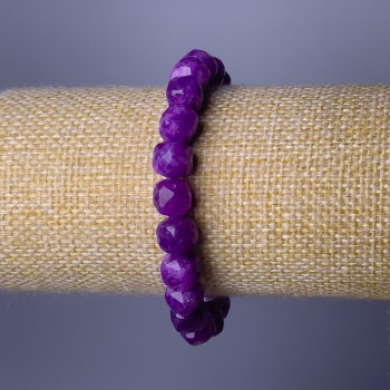 Sugilite bracelet with natural stone, faceted cube, 9mm diameter ±, 18cm length (stretch)