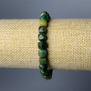 Bracelet assortment of natural stones in faceted cube beads, diameter 7.5 mm, length 18 cm (stretch)