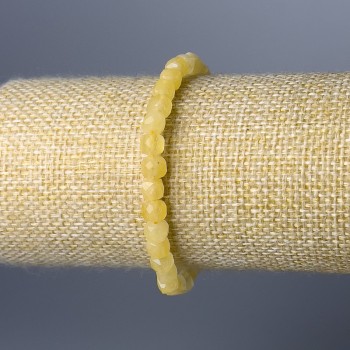 Bracelet Citrine natural stone faceted cube, diameter 5.5 mm, length 18 cm (stretch)