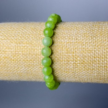 Jade Bracelet with natural stone smooth beads, diameter 8.5 mm, length 18 cm (stretch)