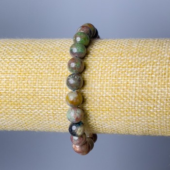 Watermelon Garnet Bracelet, natural stone, smooth beads, diameter 8.5 mm, length 18 cm (stretch)