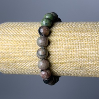 Watermelon Garnet Bracelet, natural stone, smooth beads, 10 mm diameter ±, length 18 cm (stretch)