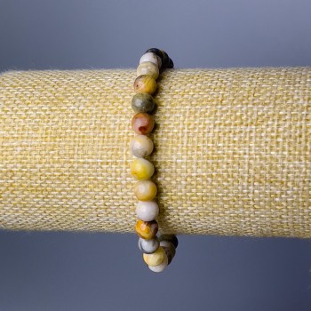 Moroccan Agate Bracelet with Natural Stone, Smooth Bead, Diameter 7mm ±, Length 18cm (Stretch)