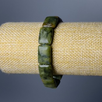 Jadeite bracelet with natural stone, rectangular links, diameter 13x18mm ±, length 18cm (stretch)