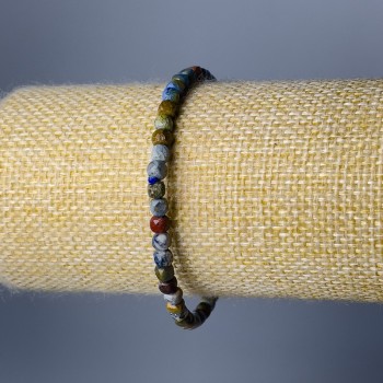 Sodalite Bracelet with Natural Stone, Faceted Cubes, 4 mm Diameter, 18 cm Length (Stretch)