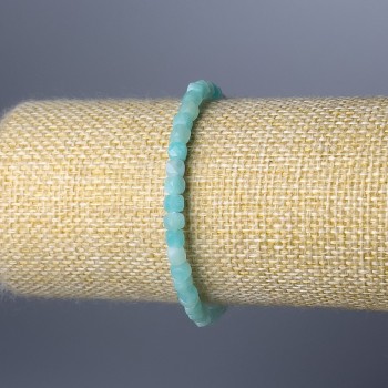 Amazonite bracelet, natural stone, faceted cube, diameter about 4 mm, length 18 cm (stretch)