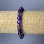 Amethyst bracelet, natural stone, faceted cube, diameter 9 mm ±, length 18 cm (stretch)