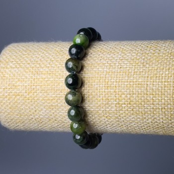 Diopside Bracelet, Natural Stone, Smooth Beads, 9 mm Diameter, 18 cm Length (Stretch)