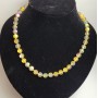 Opal Glass Necklace Yellow Matte Chameleon Smooth Bead, Diameter 8 mm, Length 49 cm