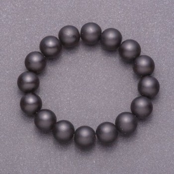 Shungite Bracelet (Imitation) Smooth Bead, Diameter 12 mm ±, Length 18 cm (Stretch)