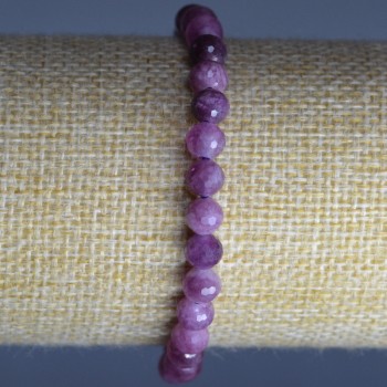 Sale! Rubellite Tourmaline Bracelet with natural stone, faceted bead, 6mm diameter, length 18 cm (stretch)