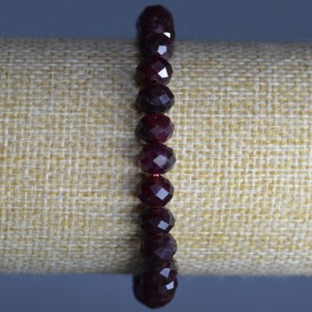 Bracelet Rubellite Tourmaline, natural stone, faceted rondelles, diameter 8x6 mm, length 18 cm (stretch)
