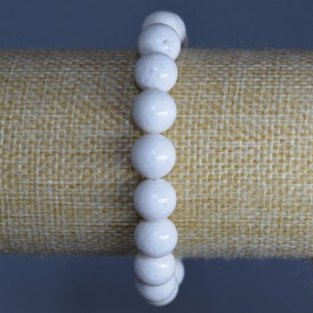 Sponge Coral Bracelet with Smooth Bead, diameter 10.5 mm +/-, length 18 cm (stretch)