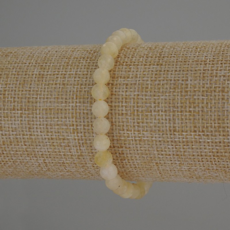 Citrine bracelet, natural stone, faceted beads, 6 mm diameter, 18 cm length (stretch)