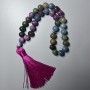 Prayer Beads Assortment of Natural Stone, Smooth Beads, 10 mm Diameter ±, 33 Beads, with Metal Inserts