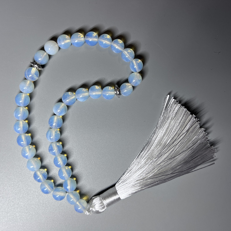 Moonstone Beads, Smooth Round Beads, 10 mm Diameter ±, 33 Beads, with Metal Inlays