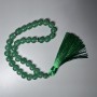 Nephrite Mala Beads, Natural Stone, Smooth Beads, 10 mm Diameter ±, 33 Beads, with Metal Inserts