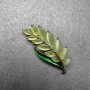 Twig Brooch with Green Cat's Eye, Green Enamel on Gold-Tone Metal 22×47 mm