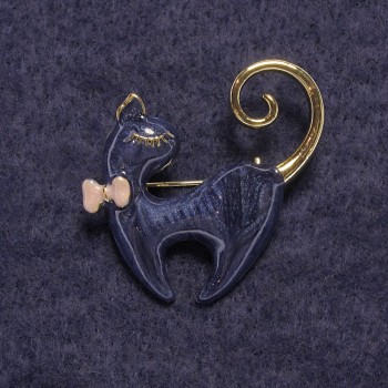 Blue Mother-of-Pearl Cat Brooch