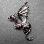 Dragon Brooch matte bronze and black enamel, silver-toned metal 42x66 mm