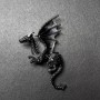 Dragon Brooch, gray and black enamel, silver-tone metal, 42x66 mm