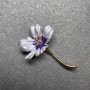 Cosmos Flower Brooch, Blue Enamel, Gold-Tone Metal, 34x52mm