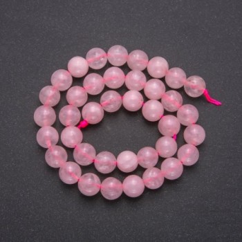 Rose quartz beads natural stone smooth spheres, diameter 10mm+-, length 37cm+