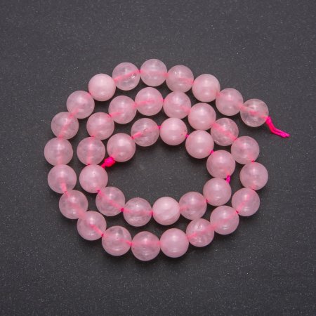 Rose quartz beads natural stone smooth spheres, diameter 10mm+-, length 37cm+