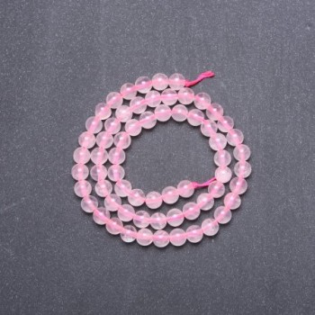 Rose Quartz Beads, Natural Stone, Smooth Round Beads, 6.5 mm Diameter, 38 cm Length