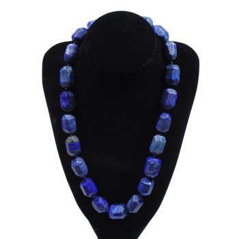 Lapis Lazuli Necklace - natural stone, faceted, diameter 15x20 mm ±, length 52 cm +