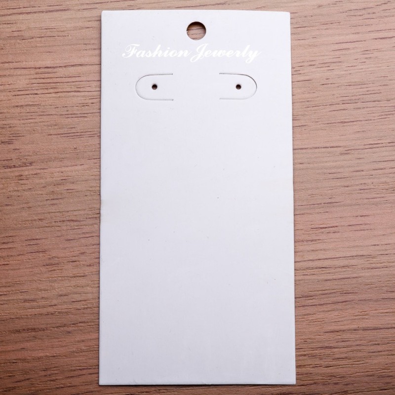 Earrings display card 11.5 × 6 cm, white cardboard, 100 pcs