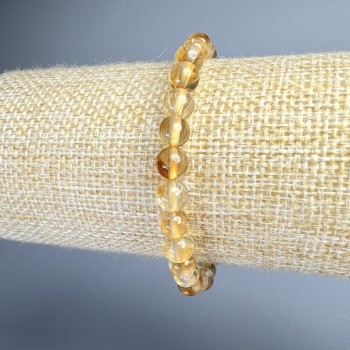 Citrine bracelet with natural stone smooth beads, 6 mm diameter, 18 cm length (stretch)