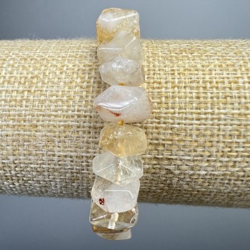 Bracelet with faceted citrine natural stone rondelle, diameter 11×7 mm±, length 18 cm± (stretch)