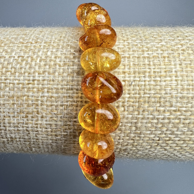 Orange Crystal Bracelet, amber-toned, faceted beads, diameter 12x8 mm ±, length 18 cm ± (stretch)