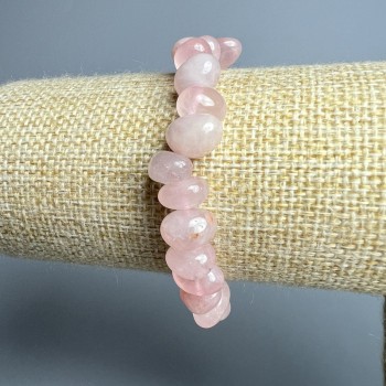 Bracelet Pink Quartz natural stone faceted rondelle, diameter 11x7 mm, length 18 cm (stretch)