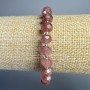 Bracelet Strawberry Quartz, natural stone, faceted rondelle, diameter 8×6 mm, length 18 cm, stretch bracelet with beads