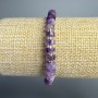 Bracelet with natural amethyst disc beads, diameter 6.5×3 mm, length 18 cm (stretch) with seed beads