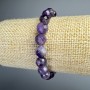 Amethyst bracelet, natural stone, faceted bead, 8 mm diameter, 18 cm length (stretch)