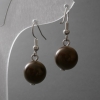 Garnet Earrings, natural gemstone, smooth ball, diameter 12 mm, length 33 mm