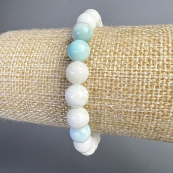 Hemimorphite bracelet natural stone smooth bead, diameter 8.5 mm, length 18 cm ± (stretch)