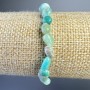 Amazonite bracelet, natural stone, faceted, diameter 6x7 mm +/-, length 18 cm +/- (stretch)