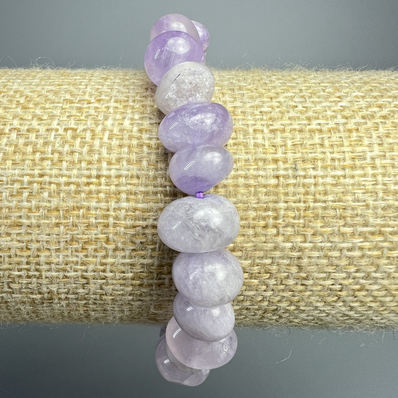 Bracelet Lavender Amethyst natural stone faceted beads, diameter 10x7 mm, length 18 cm +/- (stretch)