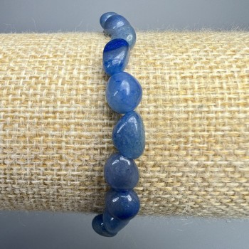 Blue Aventurine Bracelet, natural stone, faceted beads, diameter 7x9 mm, length 18 cm +/- (stretch)